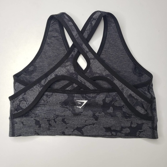 Gymshark Adapt Sports Bra S Grey Camo Criss Cross Wrap Straps Wrap Front - Picture 3 of 8